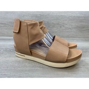 Eileen Fisher Women's Sandals Tan Leather Elastic Wrap Platform 10 Comfort Shoes